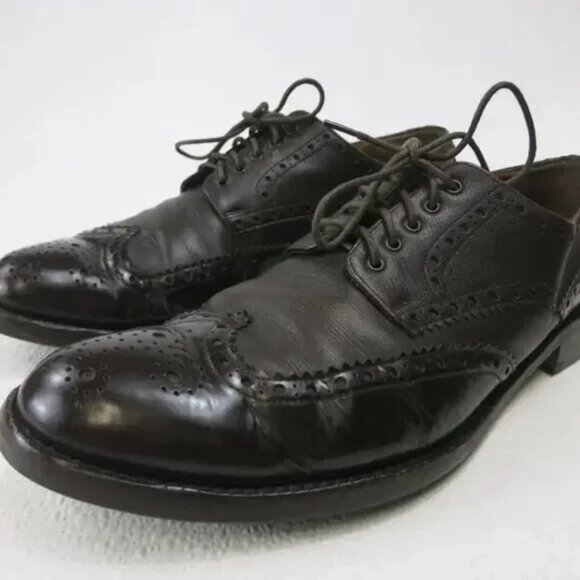 Giorgio Armani Brogue Leather Wingtip Oxfords Shoes Footwear Zapatos Kutsu 44 10 - Picture 1 of 8